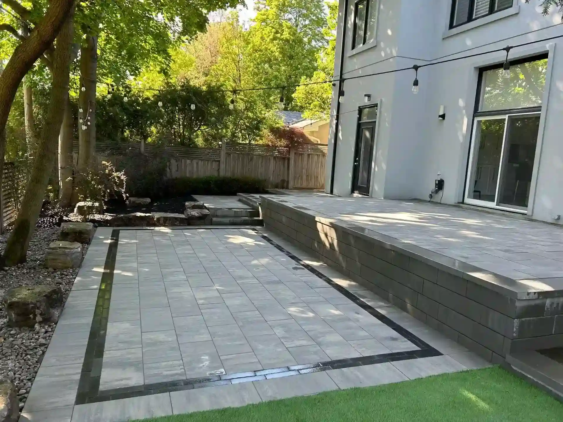 Residential backyard landscape design in Markham by UltraScape featuring professional landscaping and outdoor living features